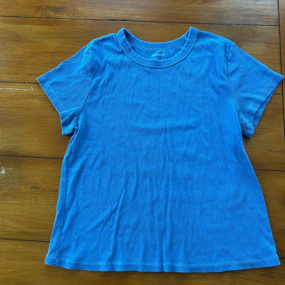 Old Navy Bright Blue Short Sleeve Ribbed Tee